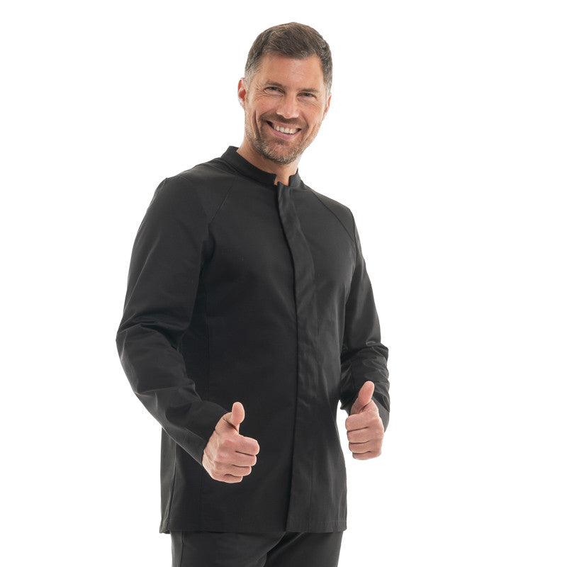 Veste de Cuisine Homme Basil 2 Manches Longues - noir