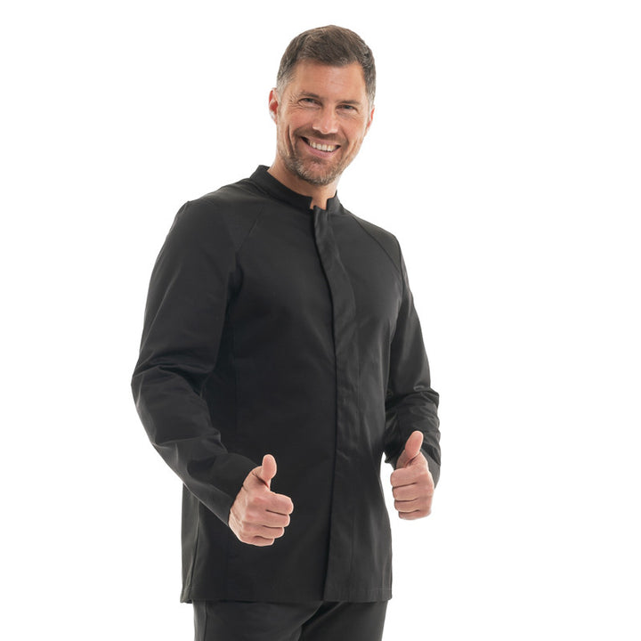 Veste de Cuisine Homme Basil 2 Manches Longues - noir