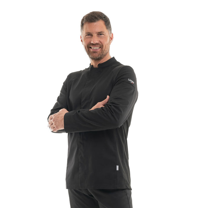 Veste de Cuisine Homme Basil 2 Manches Longues - noir