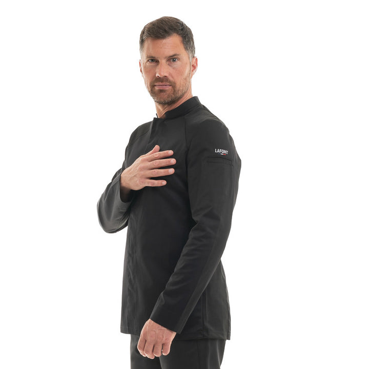 Veste de Cuisine Homme Basil 2 Manches Longues - noir