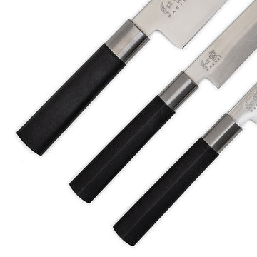 manches de 3 couteaux japonais WASABI BLACK - KAI
