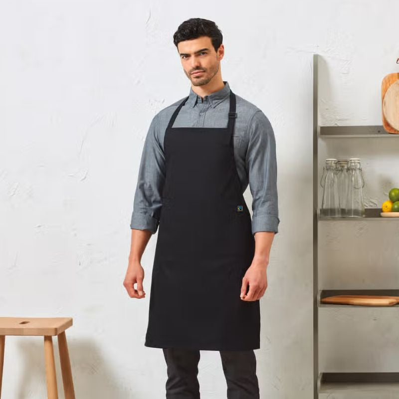 Tablier à Bavette Noir Fairtrade 100% Coton Équitable TOPTEX