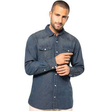 Chemise Service Denim Homme Manches Longues