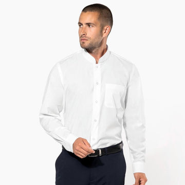 Chemise de Serveur Col Mao Blanc Manches Longues