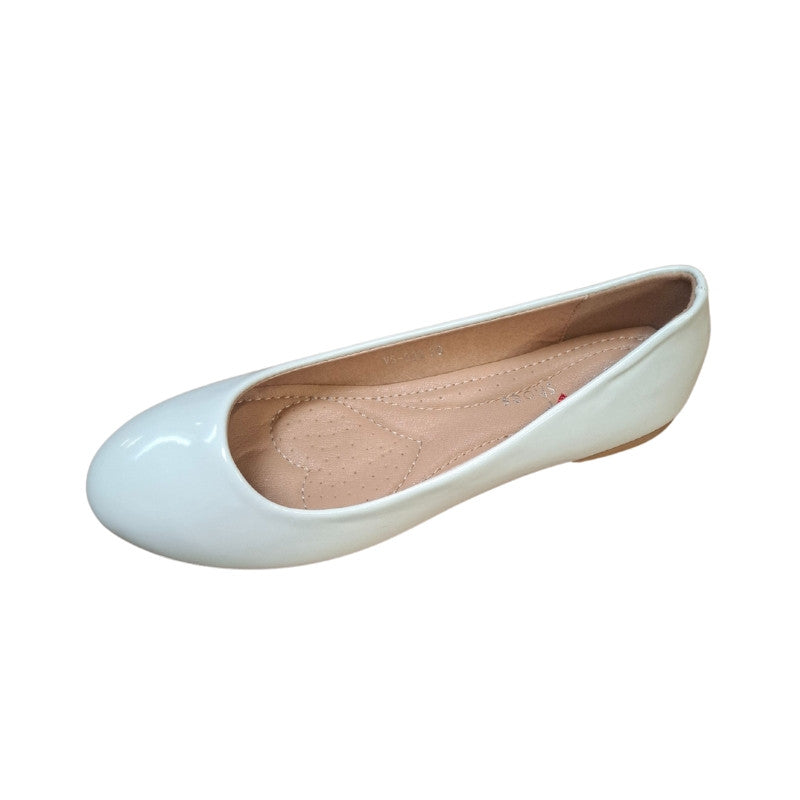 Ballerines Blanches Vernis - TOP SHOES profil