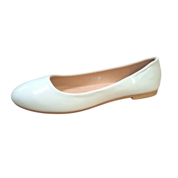 Ballerines Blanches Vernis - TOP SHOES profil gauche