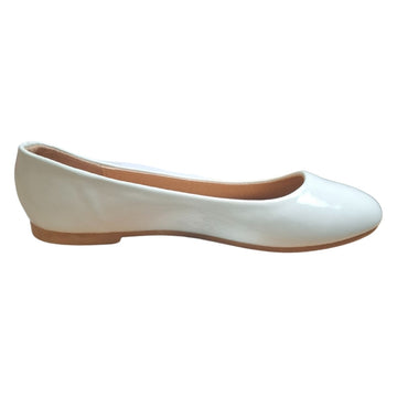 Ballerines Blanches Vernis - TOP SHOES profil droit