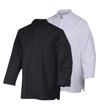 Veste de cuisine Stani, veste de cuisinier aspect chemise noire ou blanche, manche longue