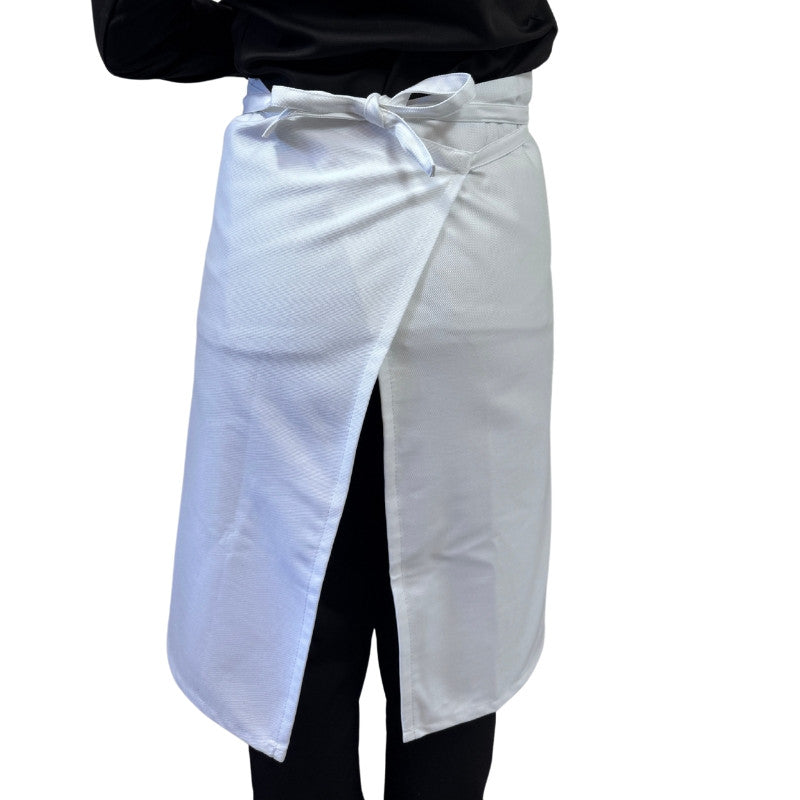 Tablier de Cuisine demi-chef Blanc Double Poche - MANELLI de dos