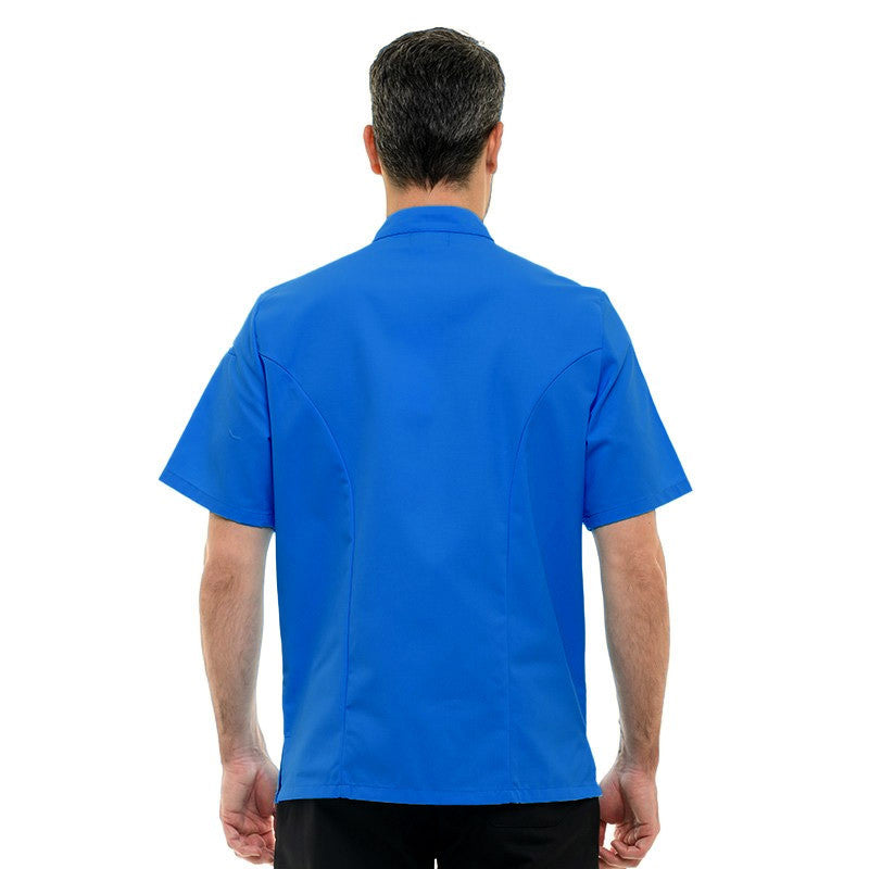 Veste de Cuisine Homme Texas Manches Courtes Bleu Royal - MANELLI
