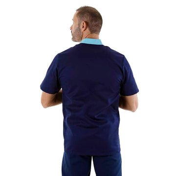 Blouse Médicale Homme Manches Courtes Bleu Marine Claudio - MANELLI de dos