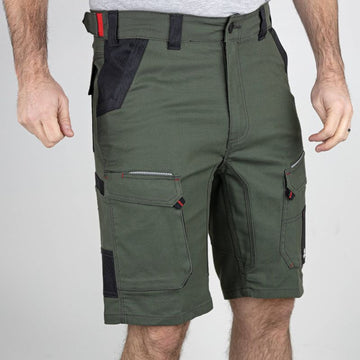 Zoom Bermuda de Travail Homme Multipoches Stretch Kaki / Noir Graben - LMA