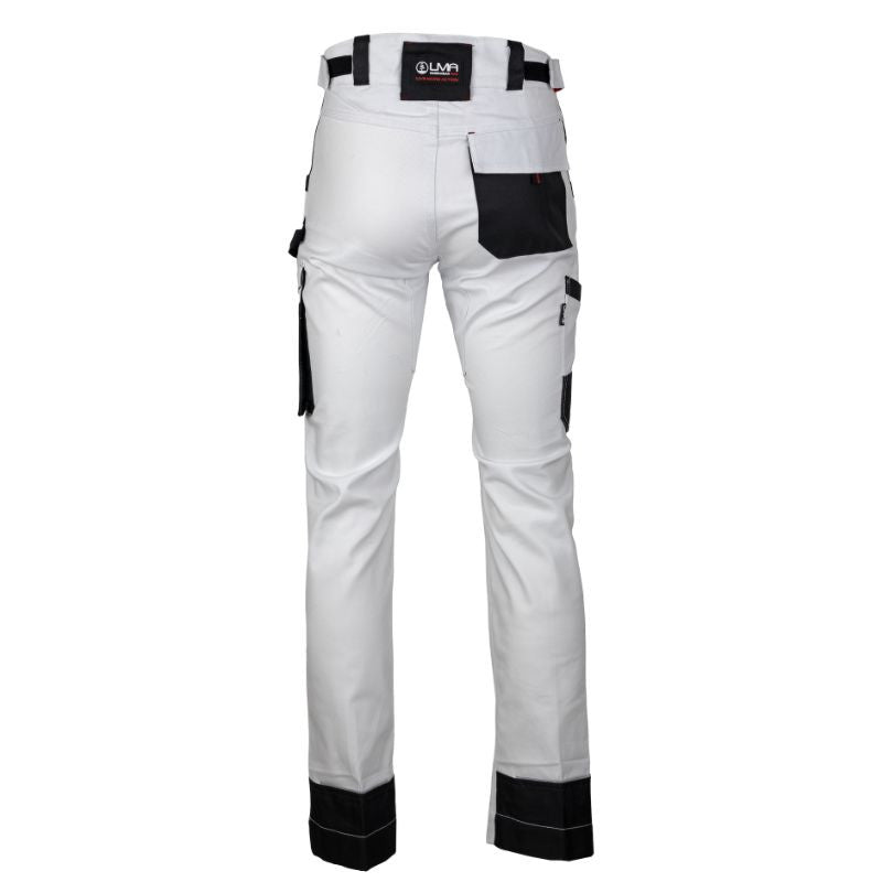 Dos Pantalon de Travail Homme Multipoches Stretch Blanc / Gris Nuit Cristallin - LMA