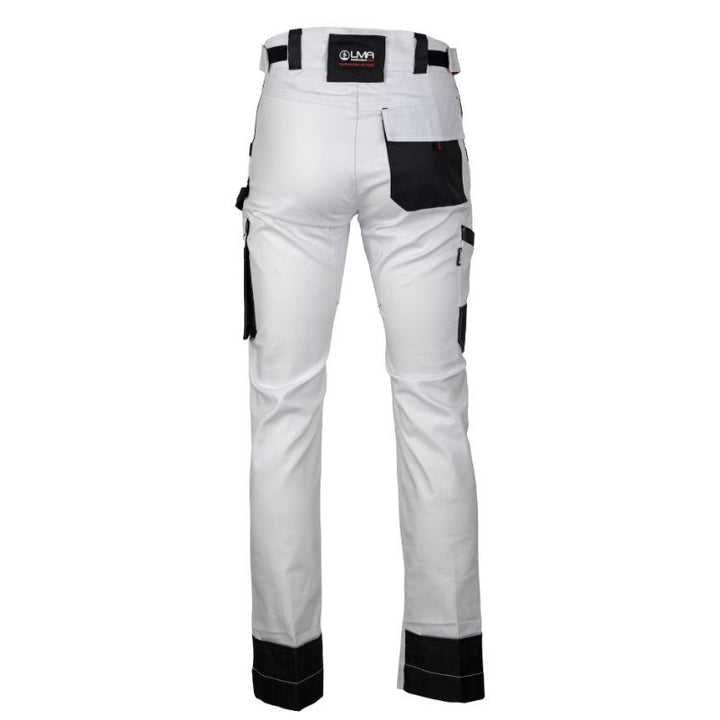 Dos Pantalon de Travail Homme Multipoches Stretch Blanc / Gris Nuit Cristallin - LMA