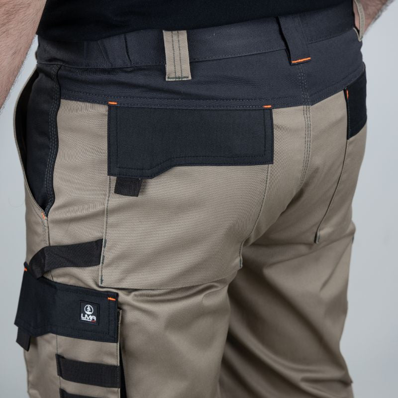 Zoom dos Bermuda de Travail Bicolore Multipoches Beige/Gris Zéro Métal Chiron - LMA