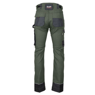 Dos Pantalon de Travail Homme Stretch Kaki / Noir Poches Genouillères Mémory - LMA
