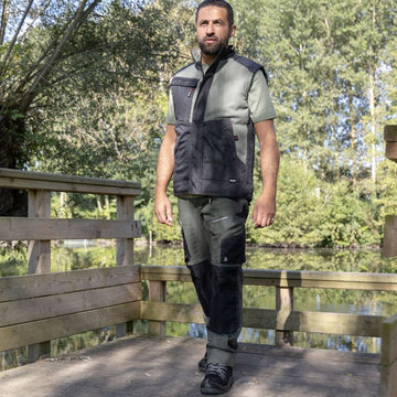 Ambiance Pantalon de Travail Homme Stretch Kaki / Noir Poches Genouillères Mémory - LMA