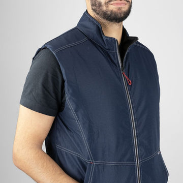 Zoom Bodywarmer de Travail Homme Matelassé Col Montant Marine Mécanic  - LMA