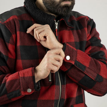 Manches Chemise de Travail Homme Matelassée Épaisse Col Sherpa Rouge Erable - LMA