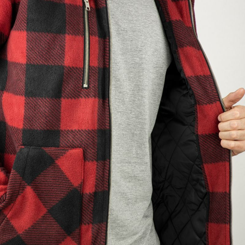 Zoom Chemise de Travail Homme Matelassée Épaisse Col Sherpa Rouge Erable - LMA