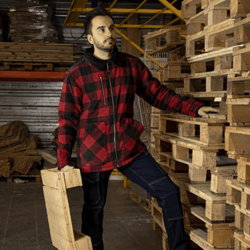 Ambiance Chemise de Travail Homme Matelassée Épaisse Col Sherpa Rouge Erable - LMA