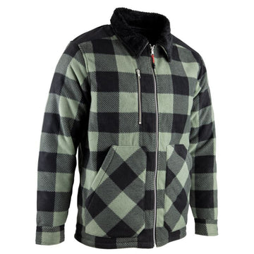 Chemise de Travail Homme Matelassée Épaisse Col Sherpa Vert Sureau - LMA
