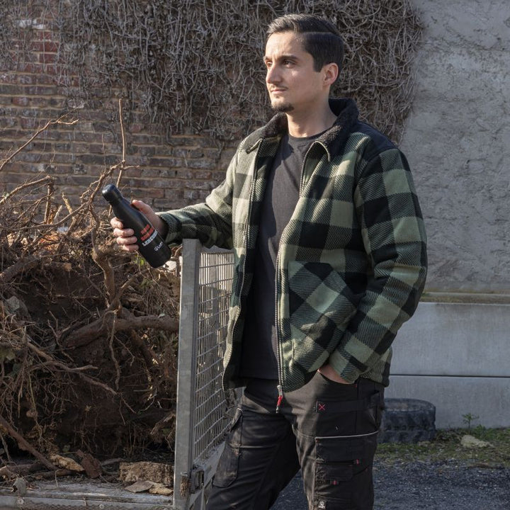 Ambiance Chemise de Travail Homme Matelassée Épaisse Col Sherpa Vert Sureau - LMA