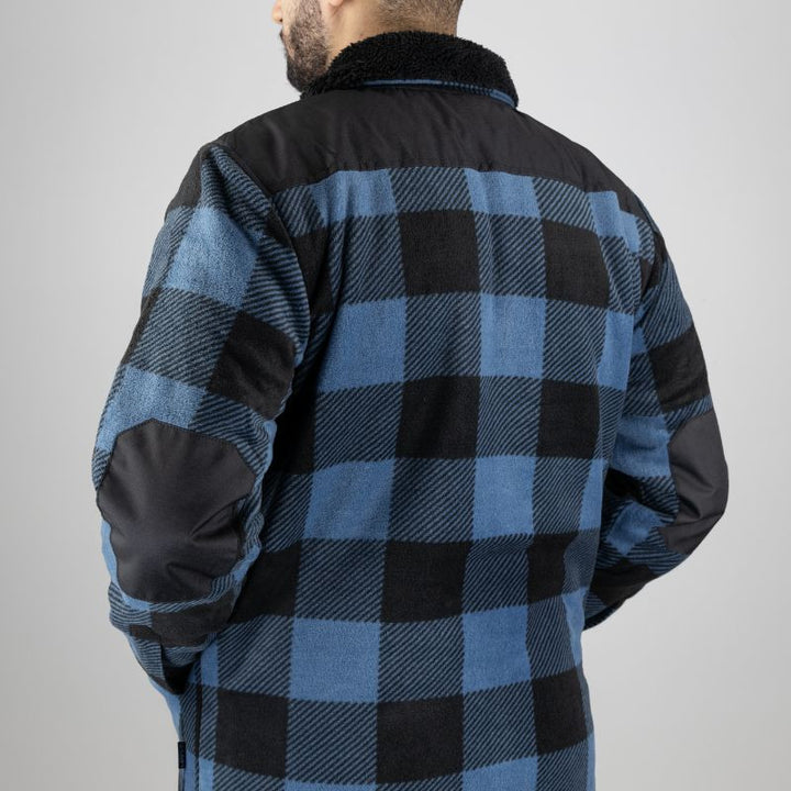 Dos Chemise de Travail Homme Matelassée Épaisse Col Sherpa Bleu Cèdre - LMA