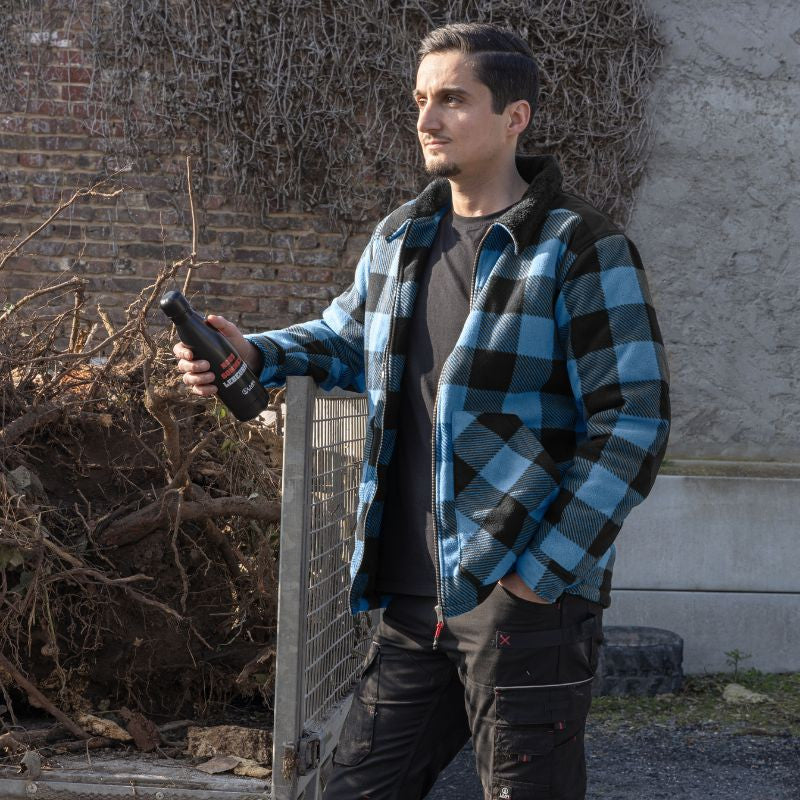 Ambiance Chemise de Travail Homme Matelassée Épaisse Col Sherpa Bleu Cèdre - LMA