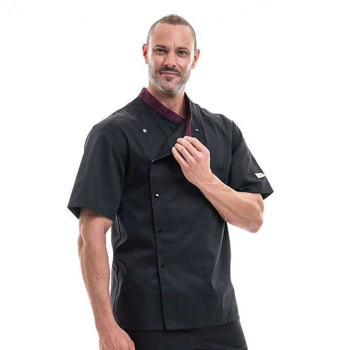 Veste de Cuisine Cintrée Col Aubergine Manches Courtes - MANELLI