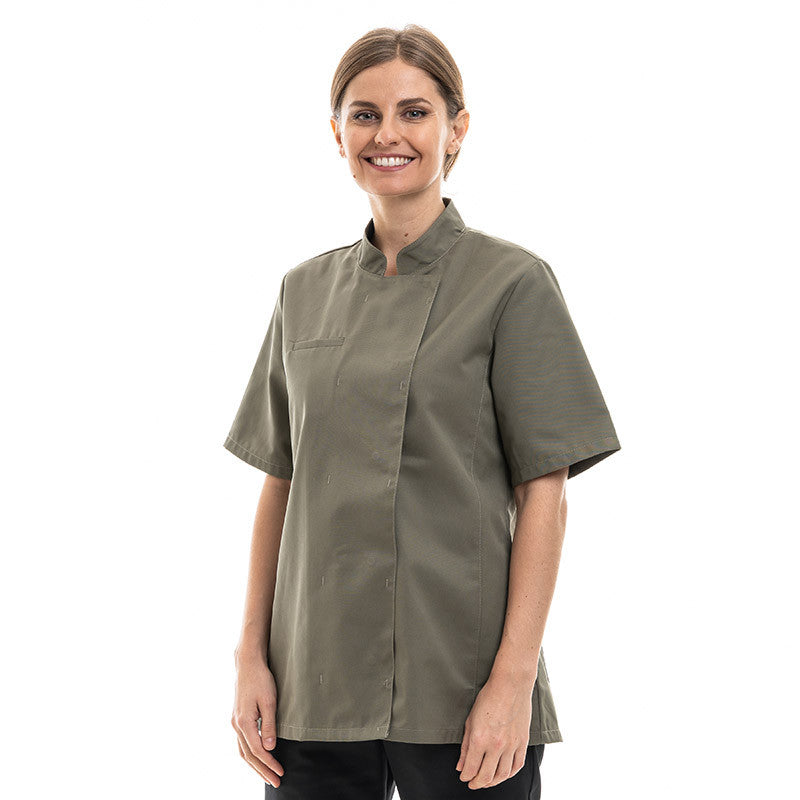 veste de cuisine femme vert kaki