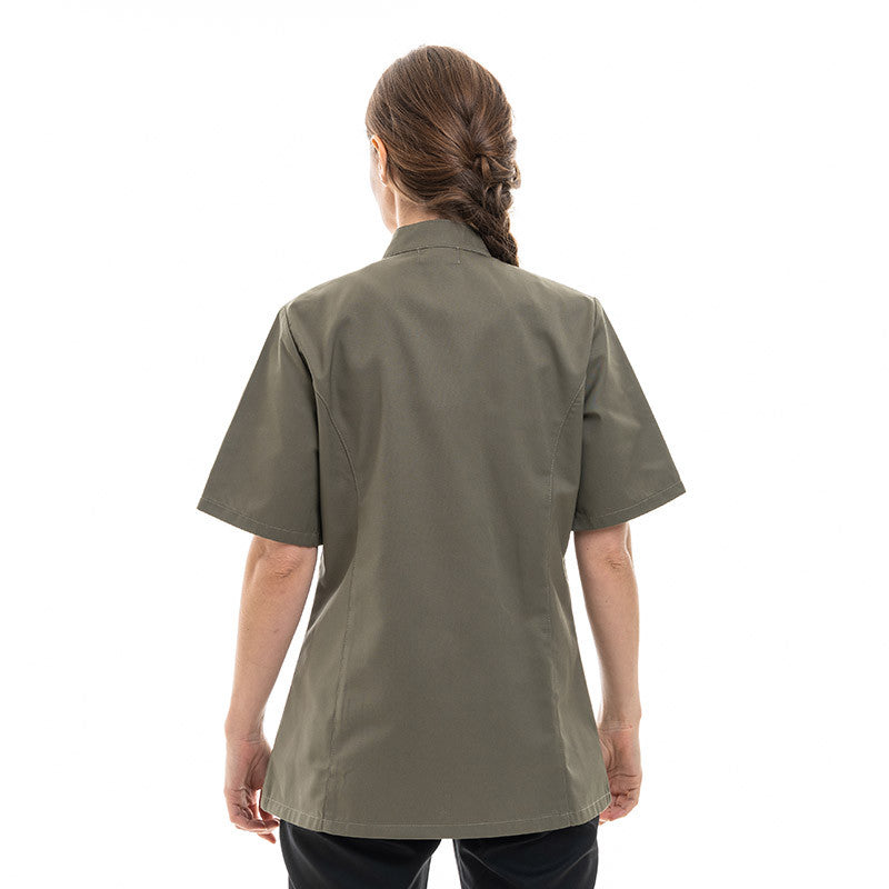 Veste de Cuisine Femme Californie Manches Courtes Vert Kaki - MANELLI