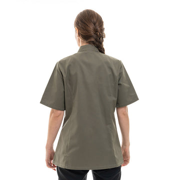 Veste de Cuisine Femme Californie Manches Courtes Vert Kaki - MANELLI