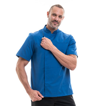 Veste de Cuisine Homme Manches Courtes Texas Bleu Royal - MANELLI - 4