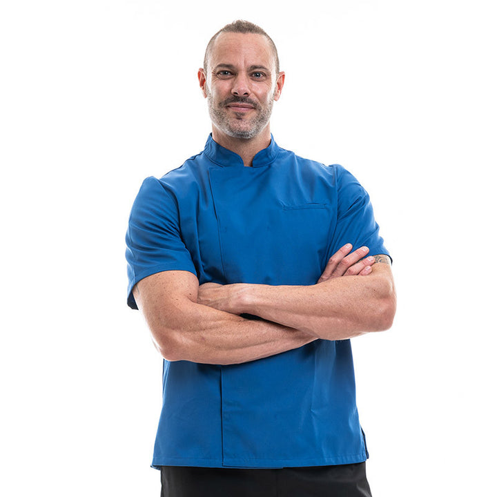 veste de cuisine homme bleu royal