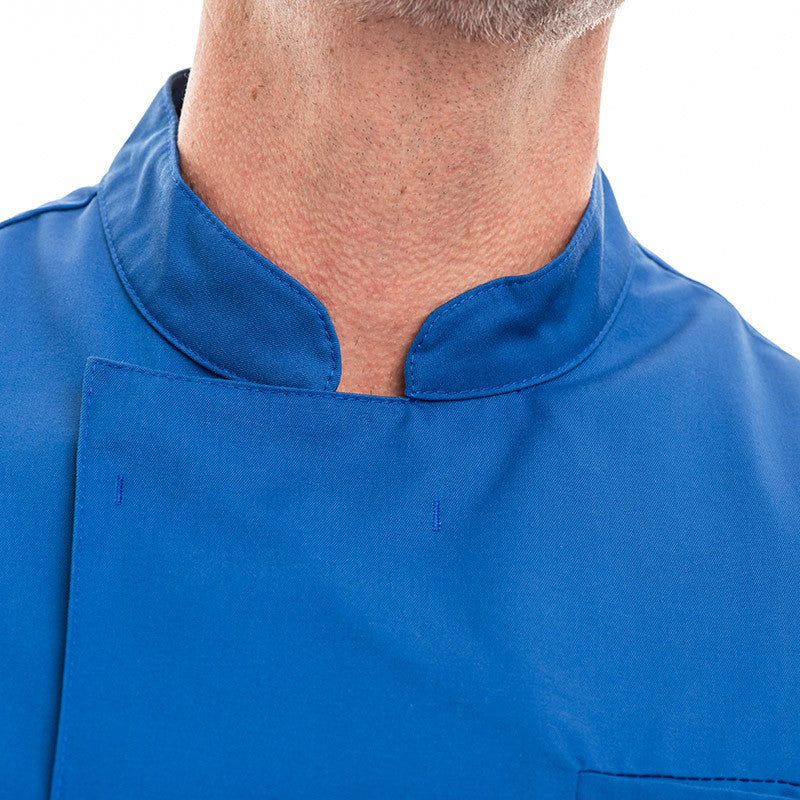 col veste de cuisine homme bleu royal