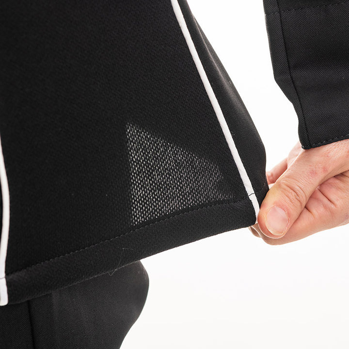 Veste de Cuisine Femme Noire Liseré Blanc Aération Côté - MANELLI