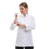 Veste de Cuisine Femme Gaufrée Malaga Manches Longues Blanche - MANELLI