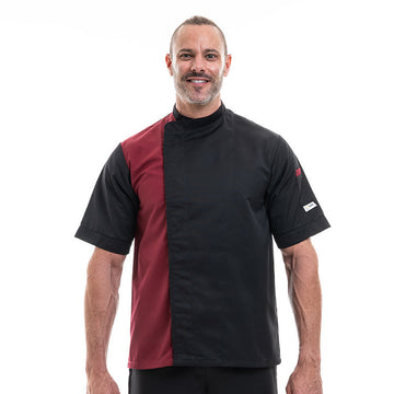 Veste de cuisine noir / bordeaux - MANELLI