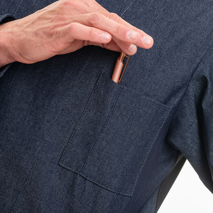 poche poitrine veste de cuisine en jean