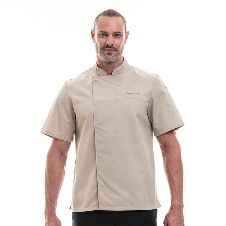 Veste de Cuisine Homme Texas Manches Courtes Beige - MANELLI