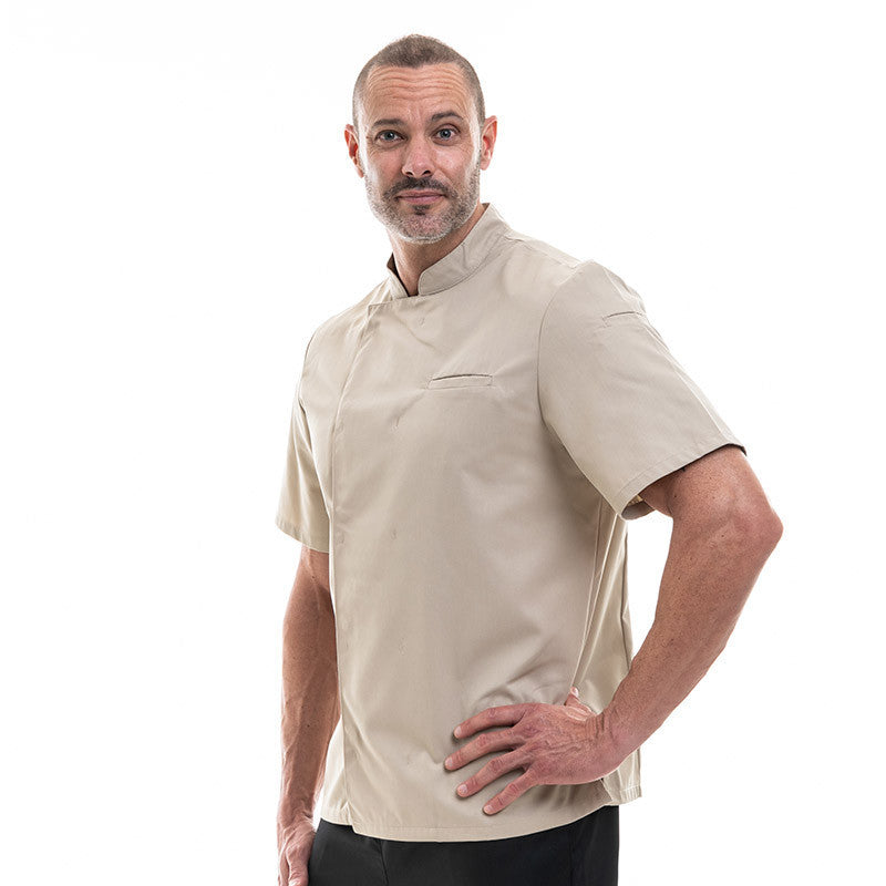 Veste de Cuisine Homme Texas Manches Courtes Beige - MANELLI
