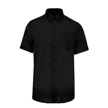 Chemise NOIR Homme Micro-Sergé Manches Courtes - KARIBAN