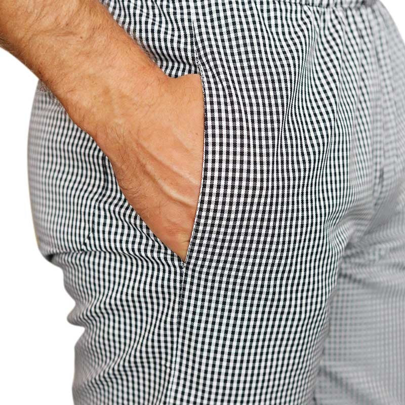 pantalon de cuisine confort carreaux noirs à poches