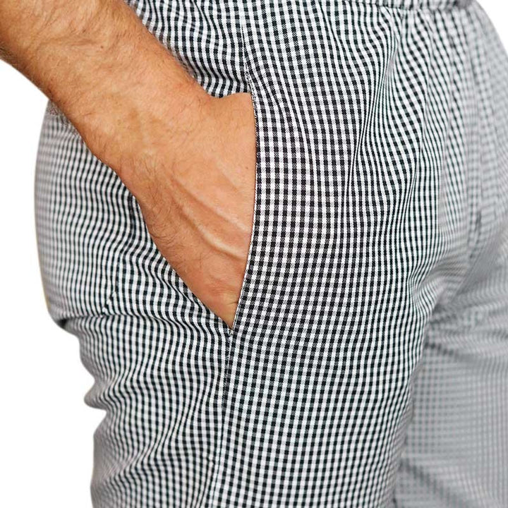 pantalon de cuisine confort carreaux noirs à poches