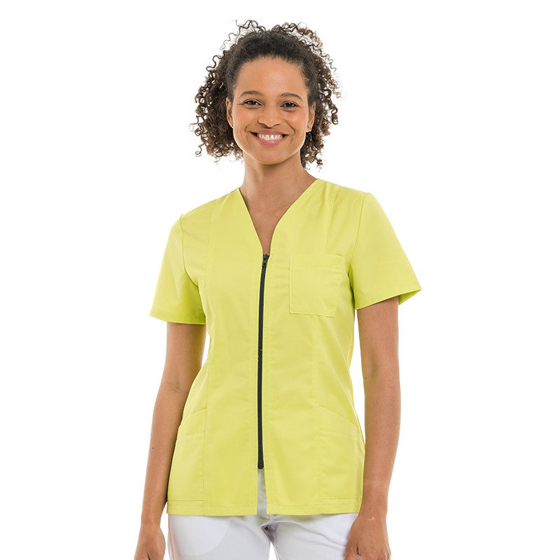Blouse Médicale Femme Vert Manches Courtes Fermeture Gris - MANELLI