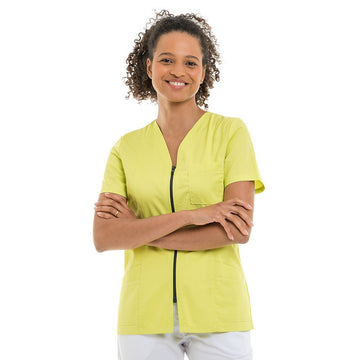 Blouse Médicale Femme Vert Manches Courtes Fermeture Gris - MANELLI