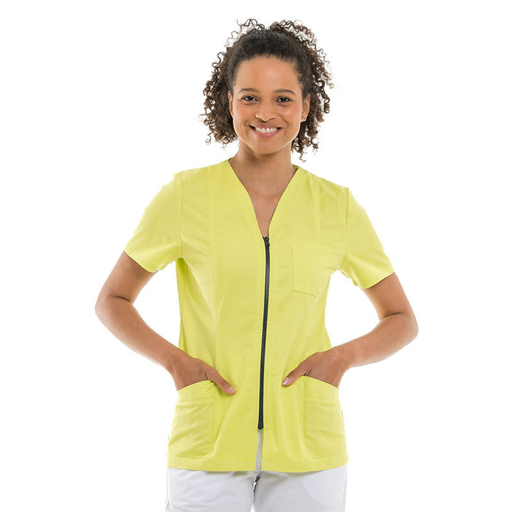 Blouse Médicale Femme Vert Manches Courtes Fermeture Gris - MANELLI