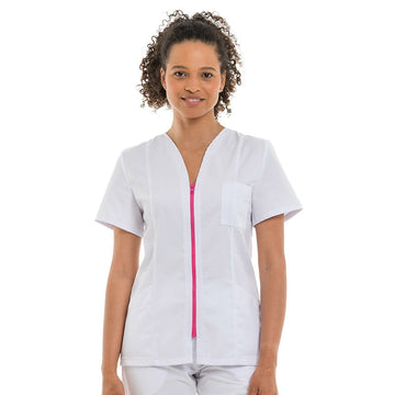 Blouse Médicale Femme Manches Courtes Fermeture Eclair Colorée - MANELLI