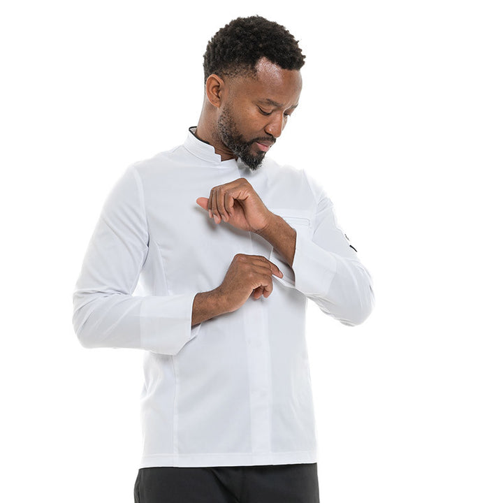 Veste de Cuisine Homme Manches Longues Blanc et Noir Crush - MOLINEL